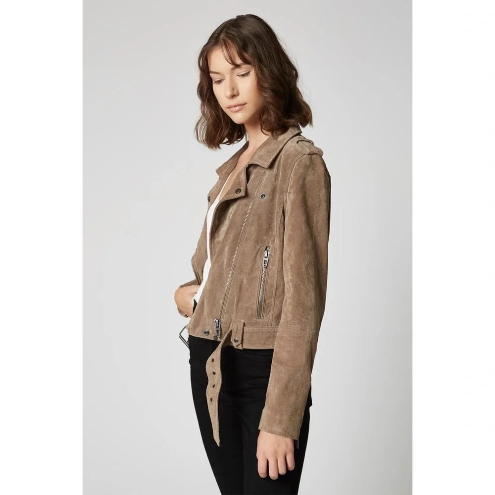 Blank NYC 100% Suede Leather Moto Biker Tan Jacket S - Picture 4 of 14